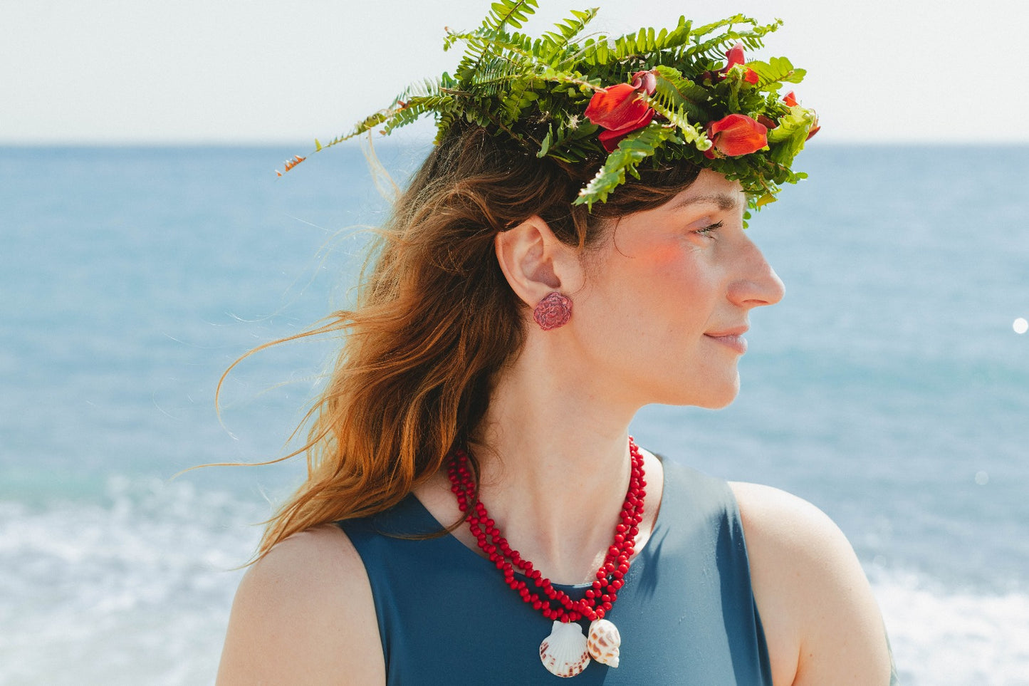 Collar caracola Rojo